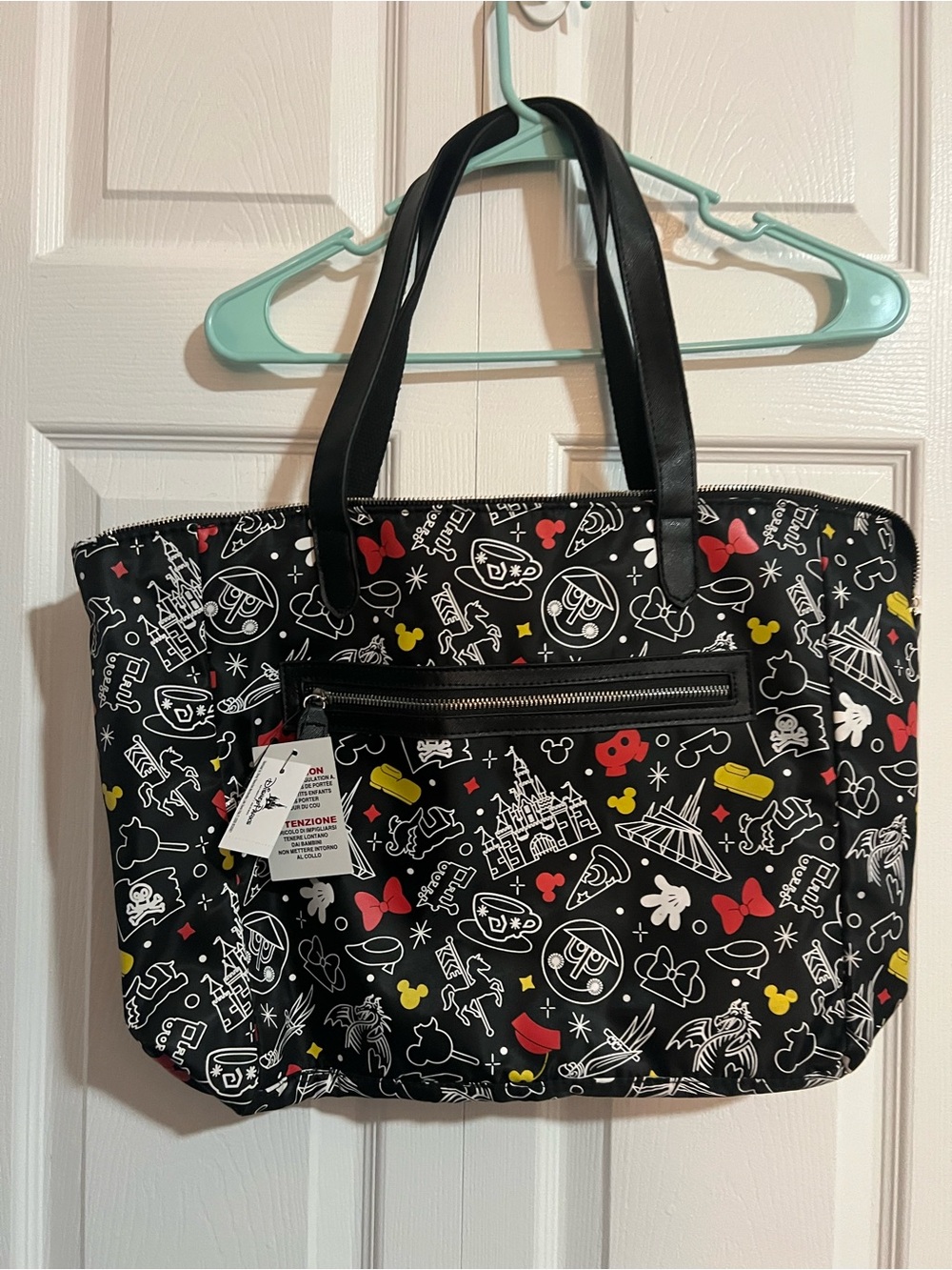 Disney Black Tote Bag with Red, Yellow & White Icon Print